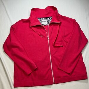 Tommy Bahama Pink Full Zip Mock Neck Jacket Pineapple‎ Embroidery XL/TG